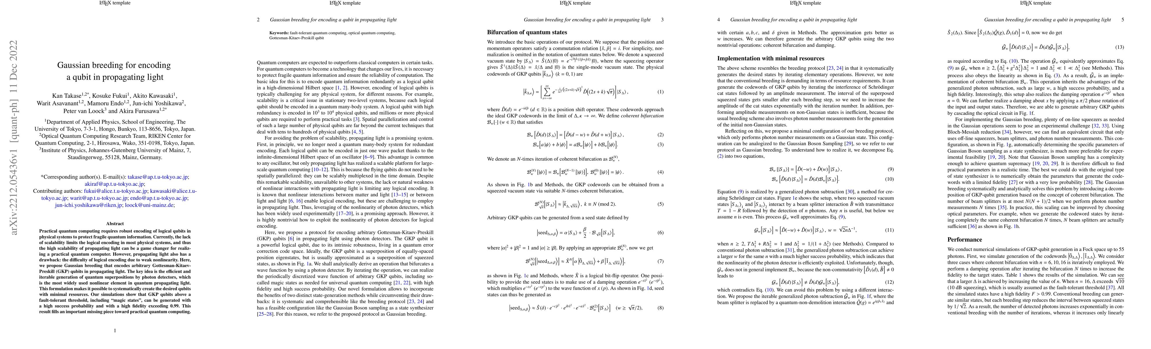 Thumbnail for Gaussian breeding for encoding a qubit in propagating light