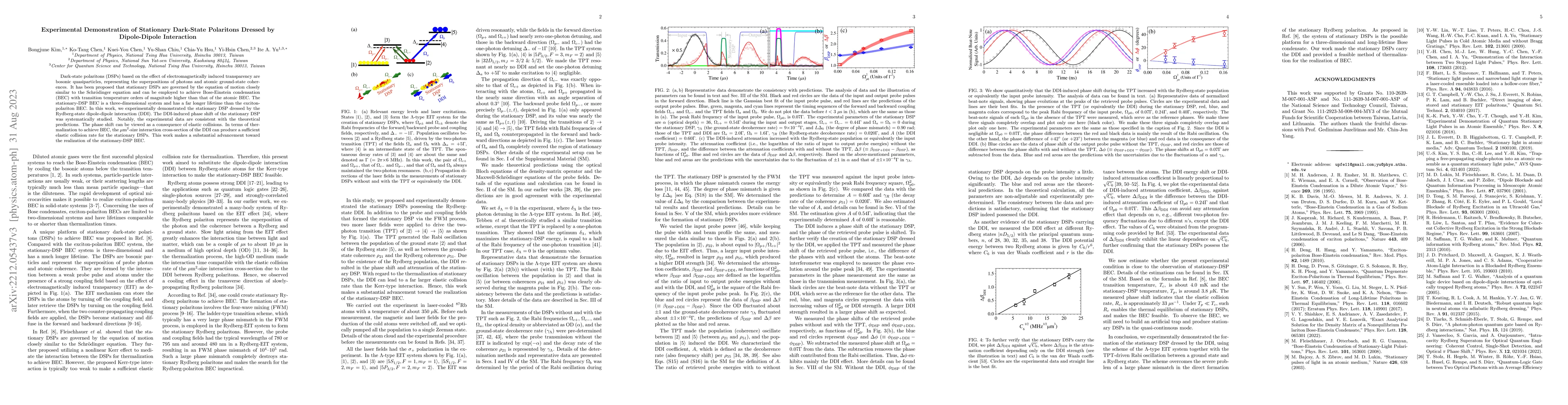 Thumbnail for Experimental Demonstration of Stationary Dark-State Polaritons Dressed
  by Dipole-Dipole Interaction