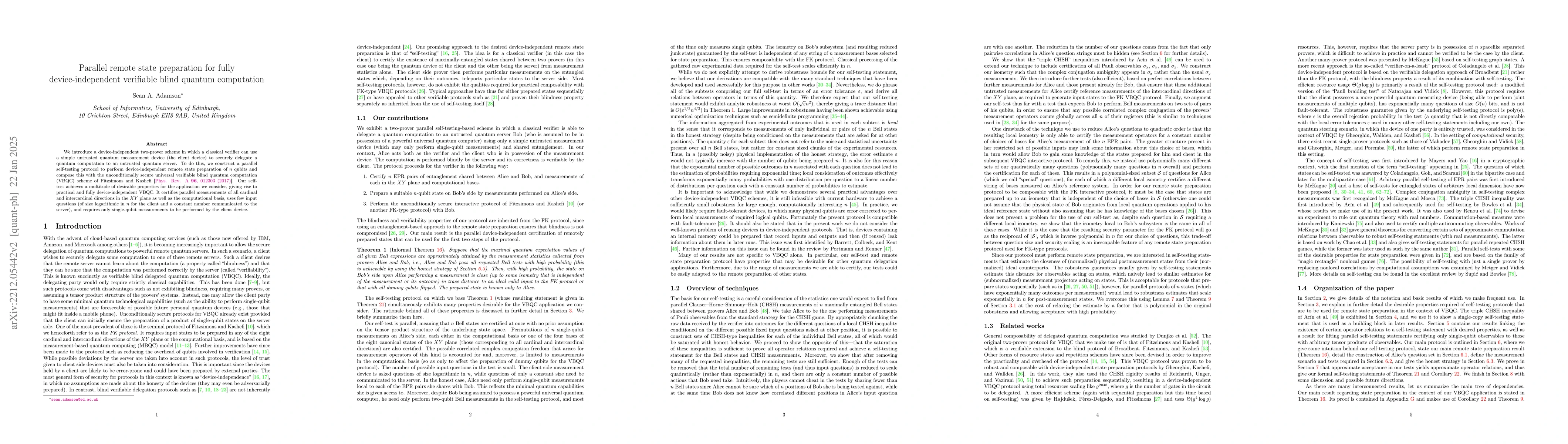 Thumbnail for Parallel remote state preparation for fully device-independent
  verifiable blind quantum computation