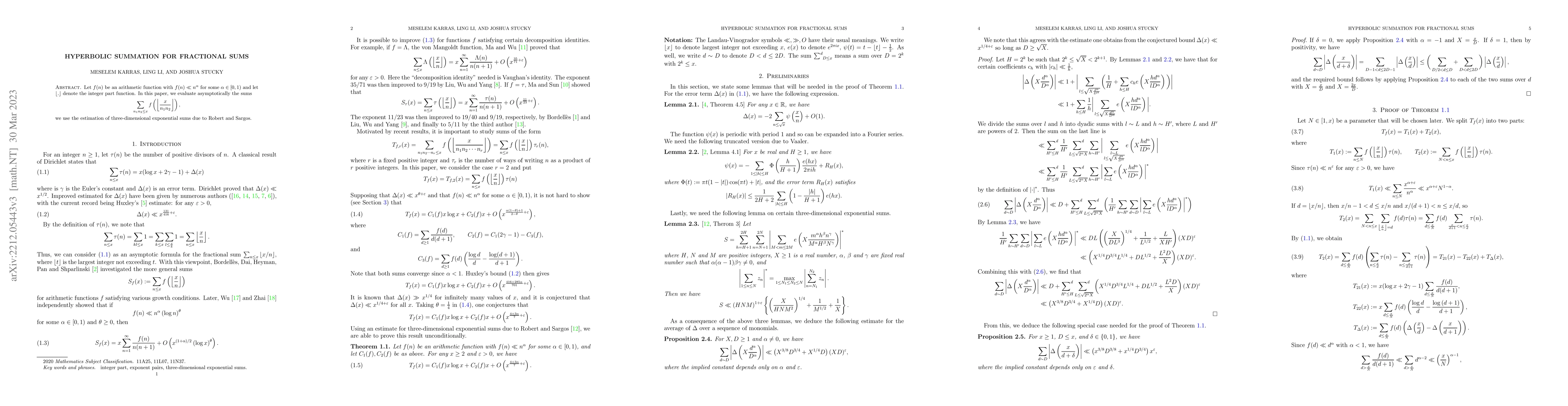Thumbnail for Hyperbolic Summation for Fractional Sums