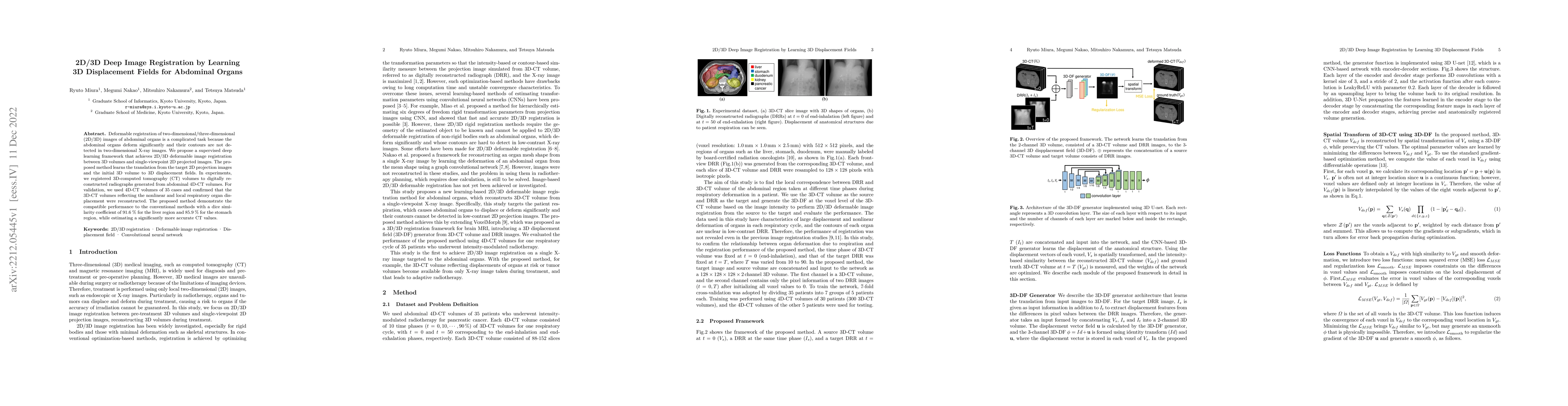 Thumbnail for 2D/3D Deep Image Registration by Learning 3D Displacement Fields for
  Abdominal Organs