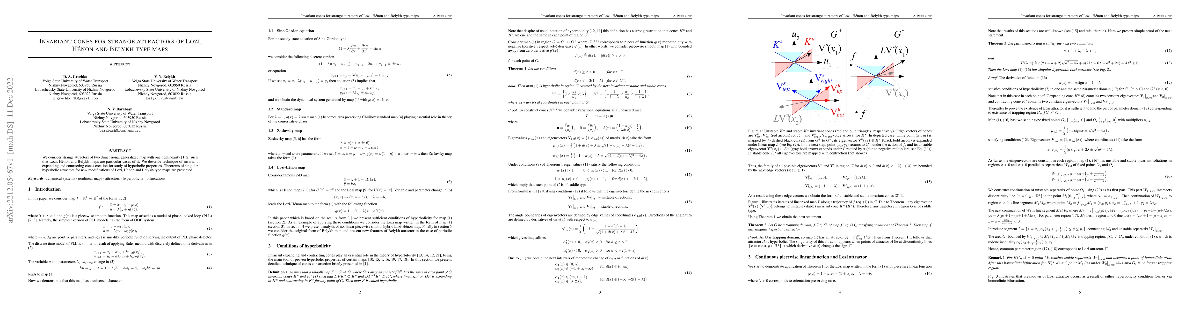 Thumbnail for Invariant cones for strange attractors of Lozi, H\'{e}non and Belykh
  type maps