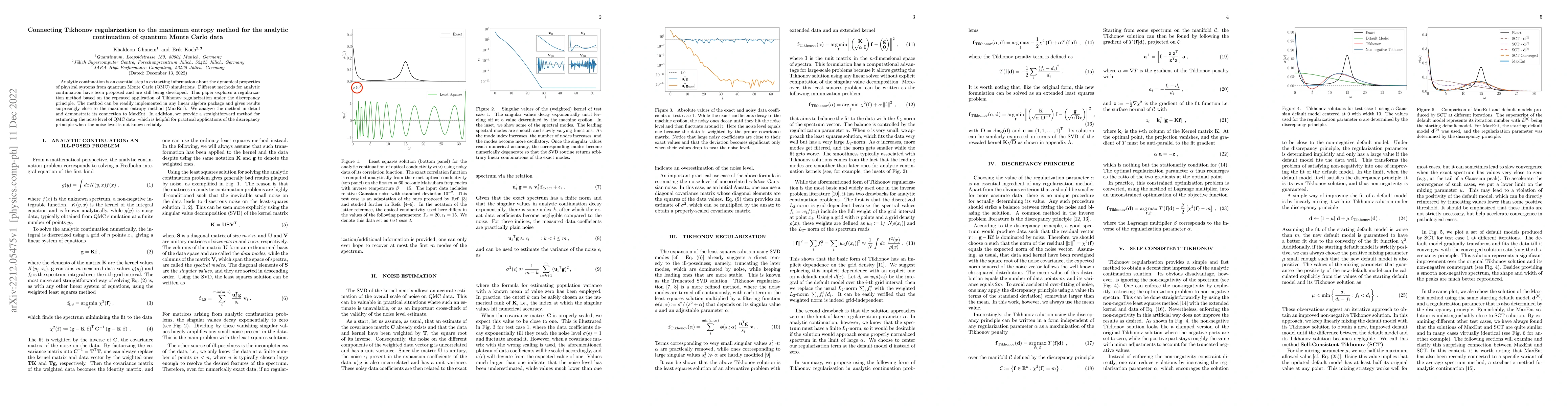 Thumbnail for Connecting Tikhonov regularization to the maximum entropy method for the
  analytic continuation of quantum Monte Carlo data