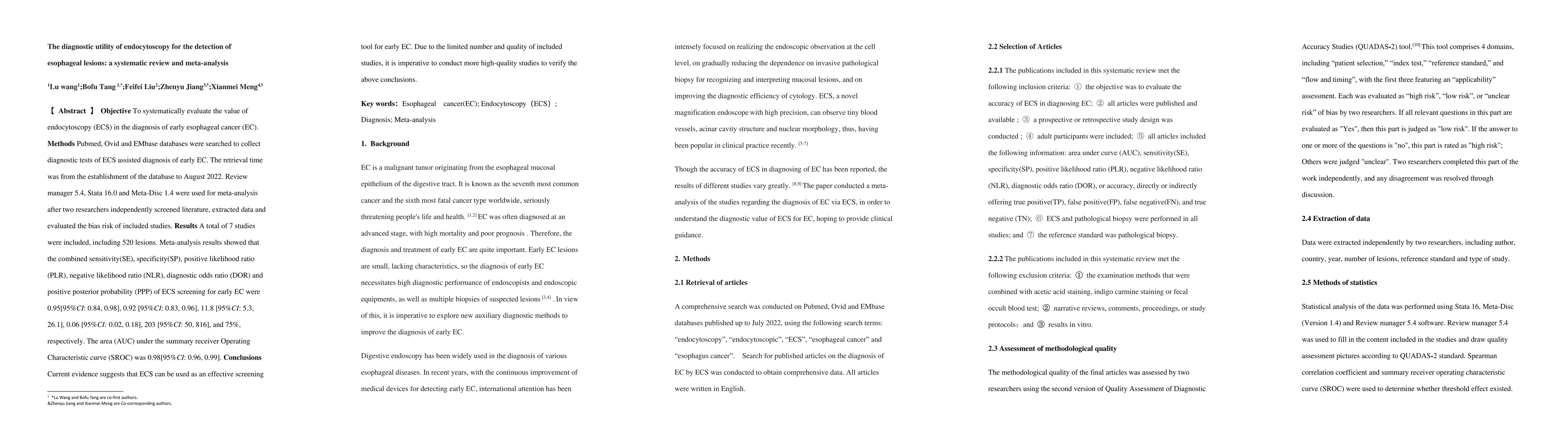 Thumbnail for The diagnostic utility of endocytoscopy for the detection of esophageal
  lesions: a systematic review and meta-analysis