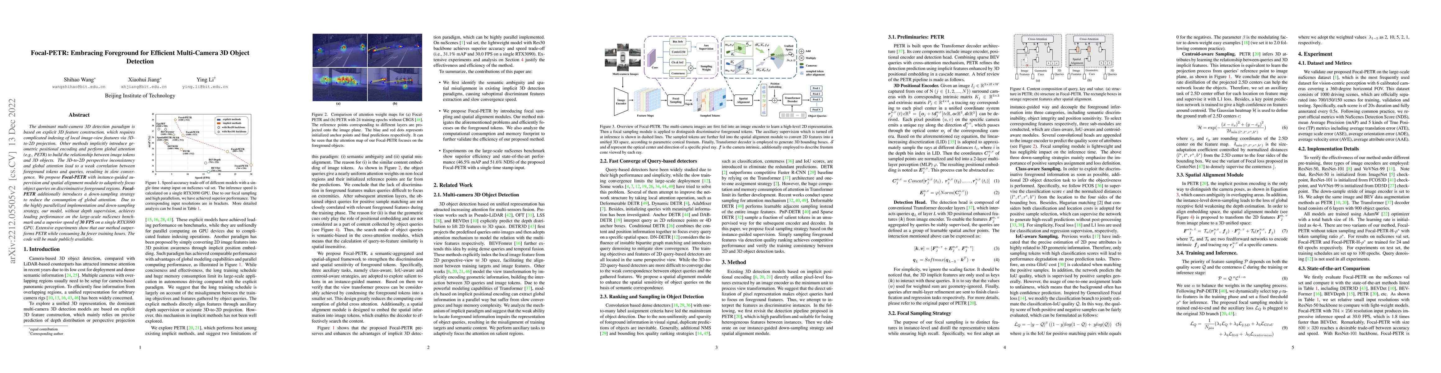 Thumbnail for Focal-PETR: Embracing Foreground for Efficient Multi-Camera 3D Object
  Detection