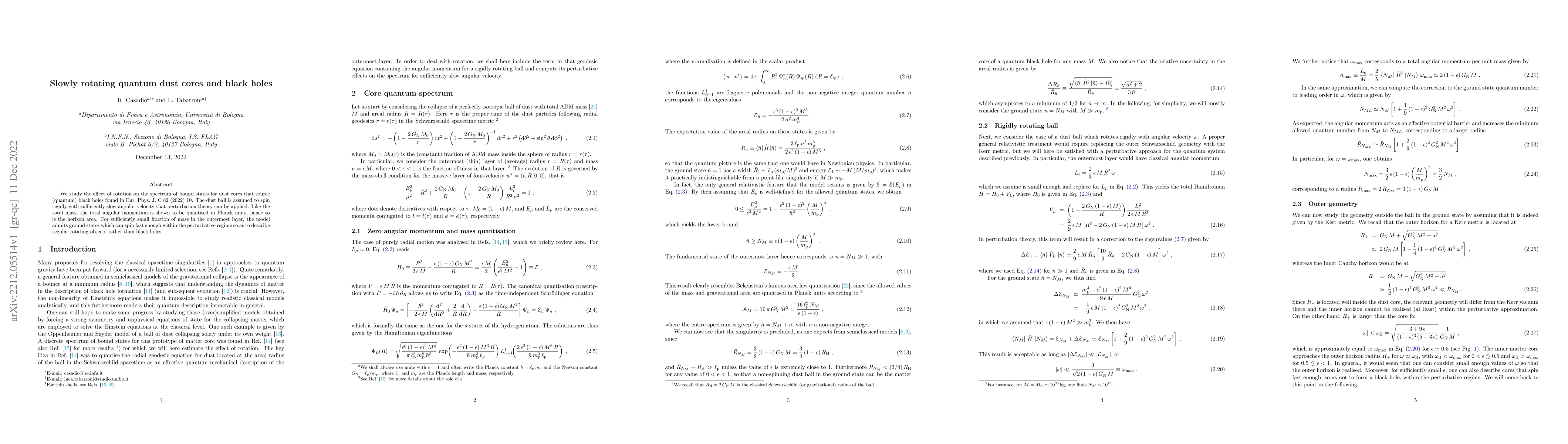 Thumbnail for Slowly rotating quantum dust cores and black holes