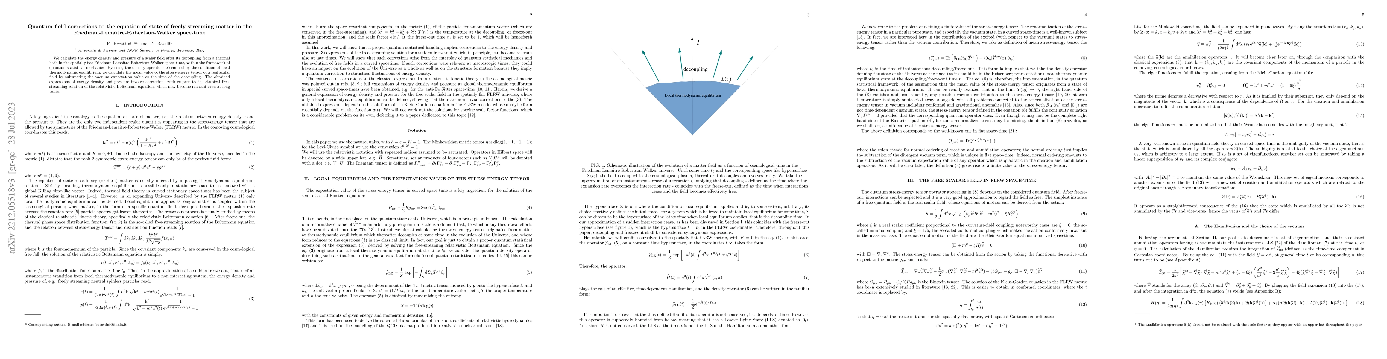 Thumbnail for Quantum field corrections to the equation of state of freely streaming
  matter in the Friedman-Lemaitre-Robertson-Walker space-time