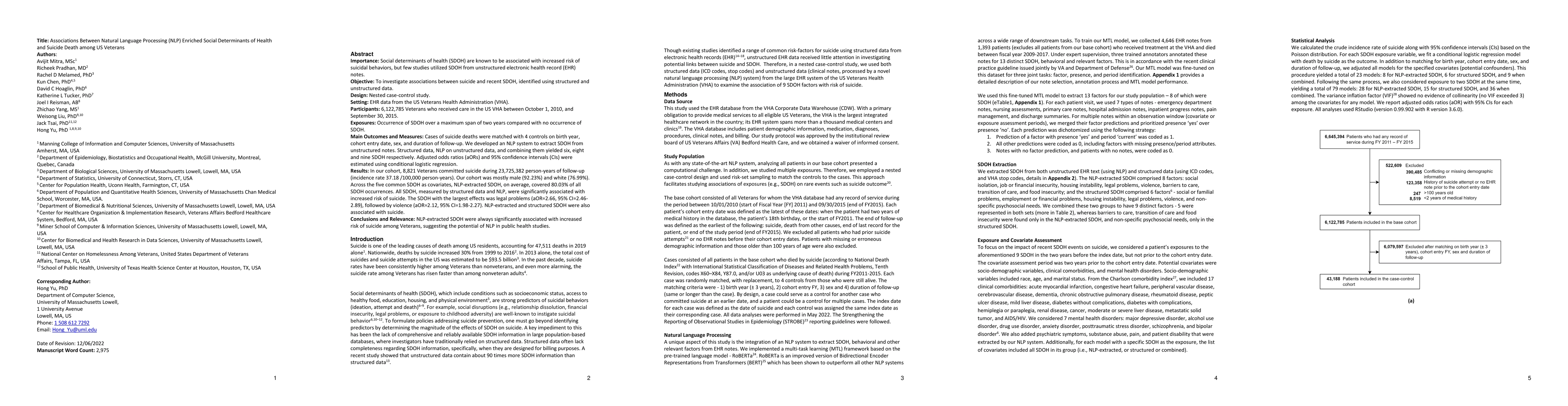 Thumbnail for Associations Between Natural Language Processing (NLP) Enriched Social
  Determinants of Health and Suicide Death among US Veterans