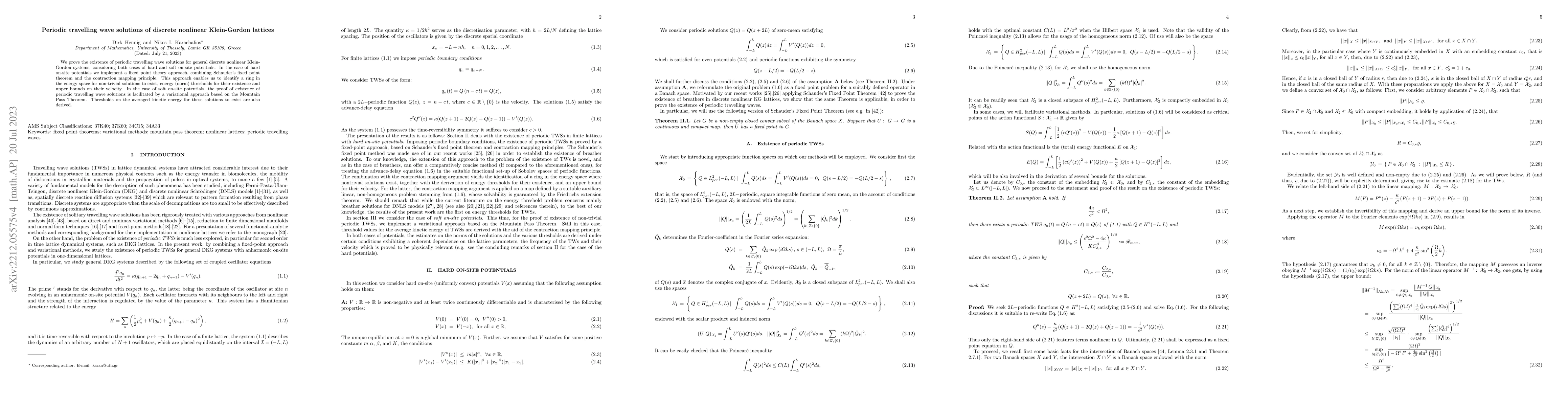 Thumbnail for Periodic travelling wave solutions of discrete nonlinear Klein-Gordon
  lattices