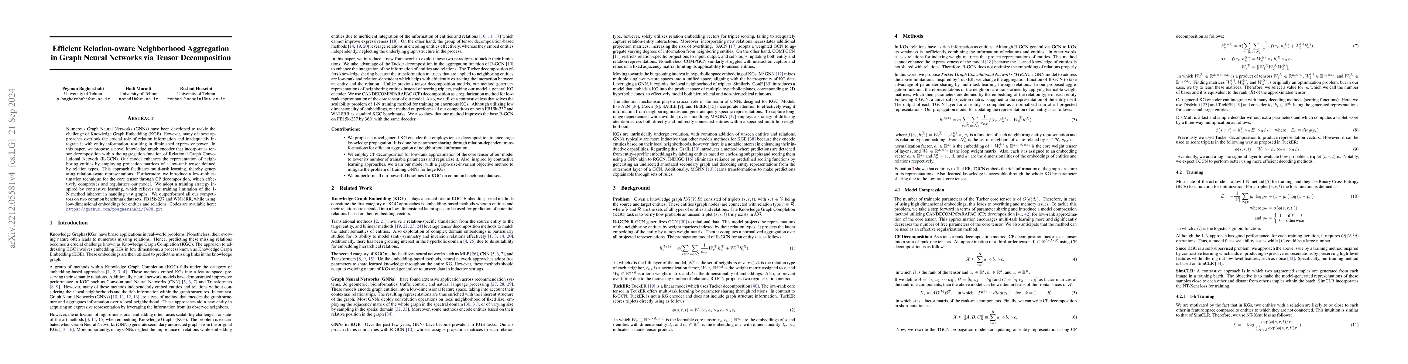 Thumbnail for Efficient Relation-aware Neighborhood Aggregation in Graph Neural
  Networks via Tensor Decomposition