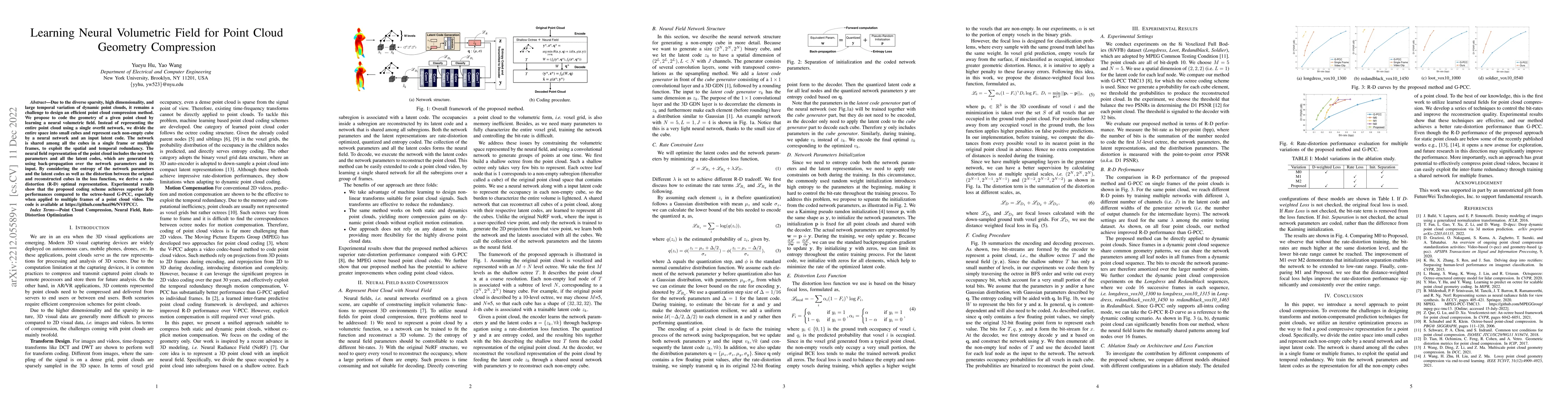 Thumbnail for Learning Neural Volumetric Field for Point Cloud Geometry Compression