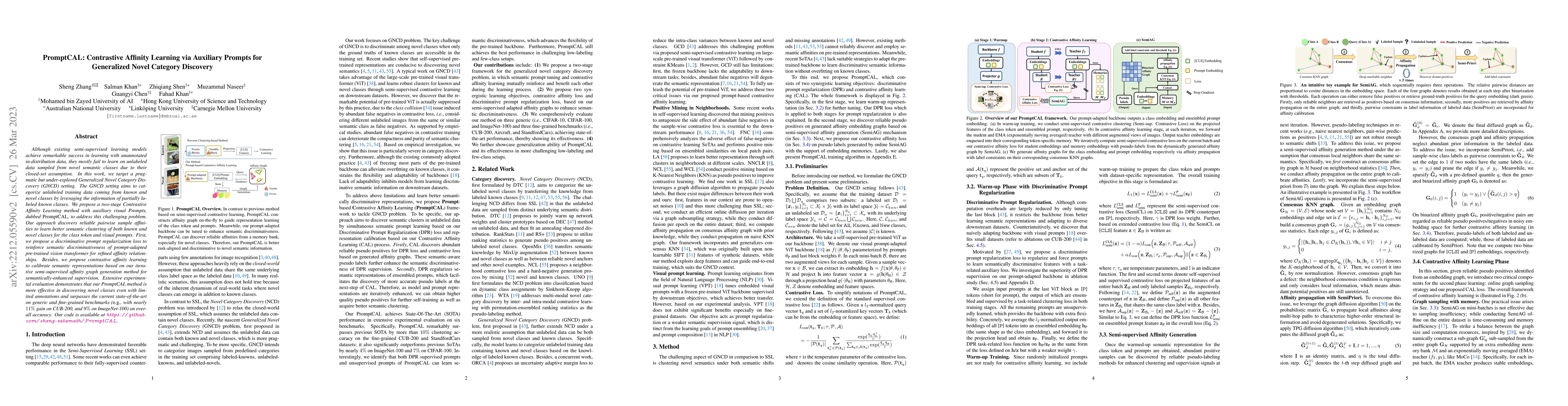Thumbnail for PromptCAL: Contrastive Affinity Learning via Auxiliary Prompts for
  Generalized Novel Category Discovery