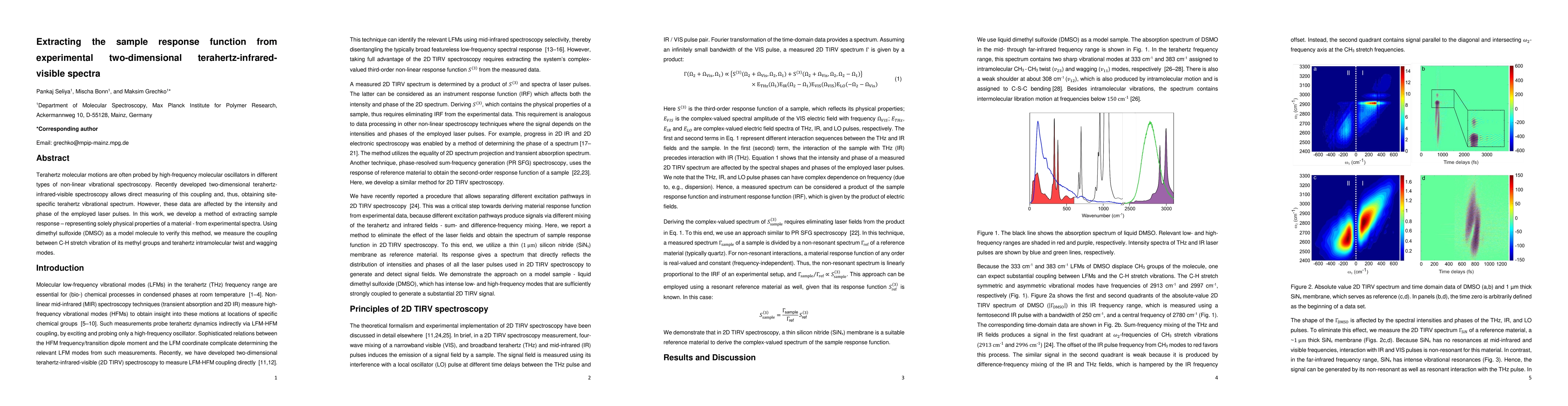 Thumbnail for Extracting the sample response function from experimental
  two-dimensional terahertz-infrared-visible spectra