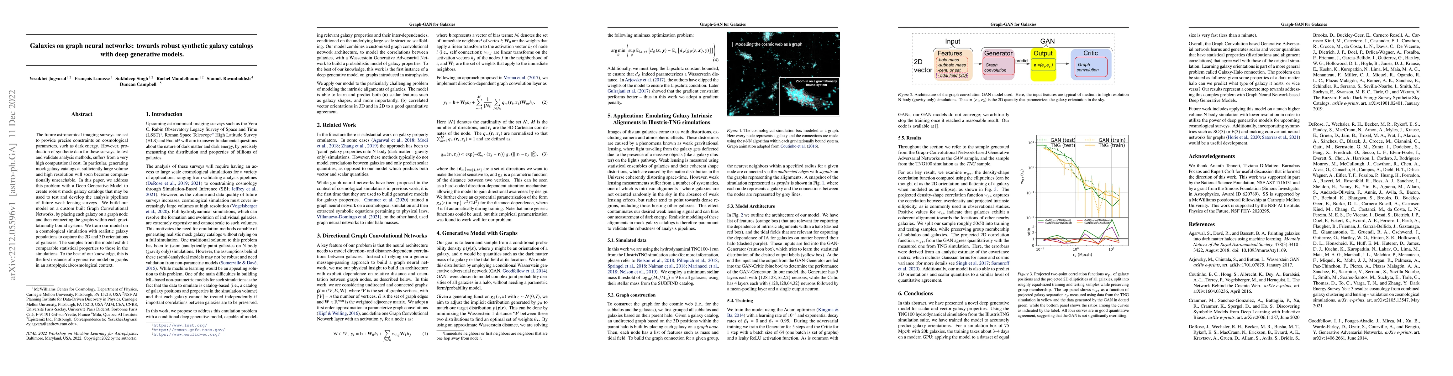 Thumbnail for Galaxies on graph neural networks: towards robust synthetic galaxy
  catalogs with deep generative models