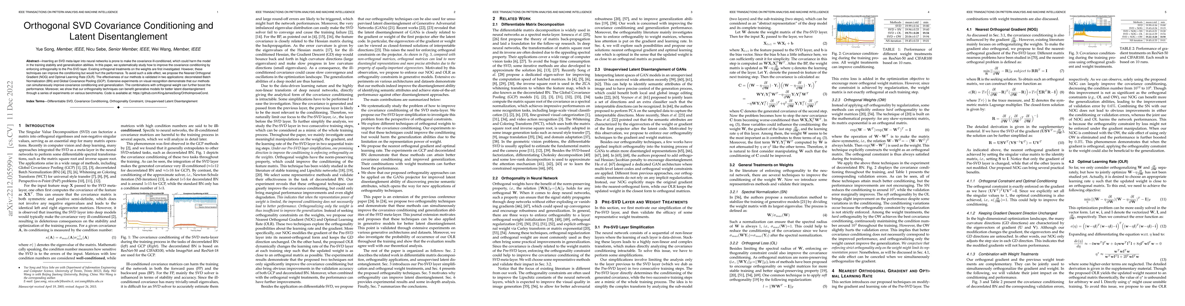 Thumbnail for Orthogonal SVD Covariance Conditioning and Latent Disentanglement