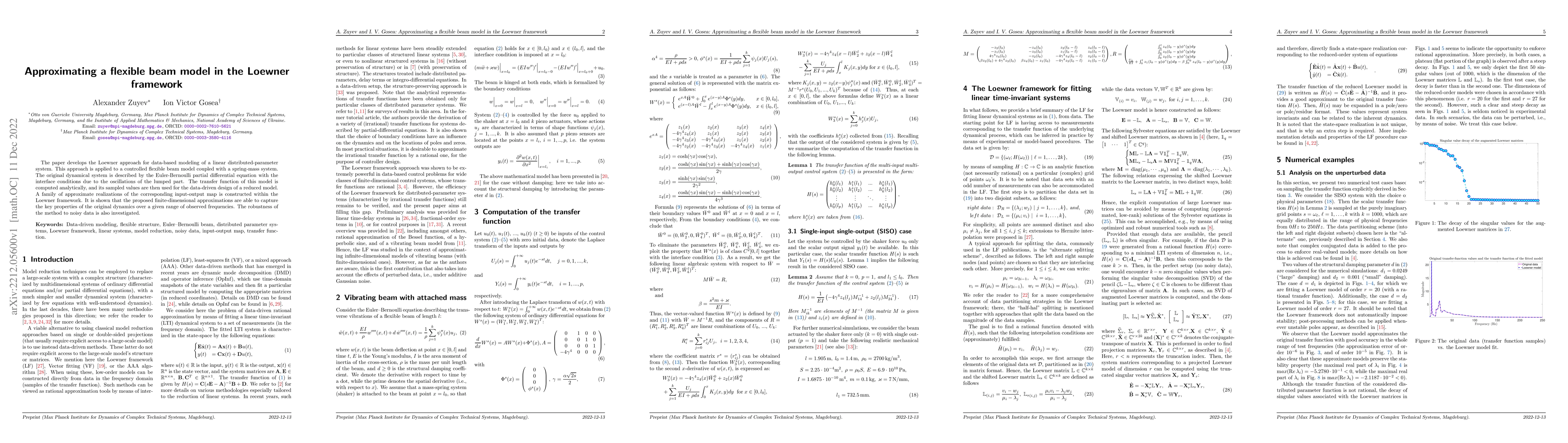 Thumbnail for Approximating a flexible beam model in the Loewner framework