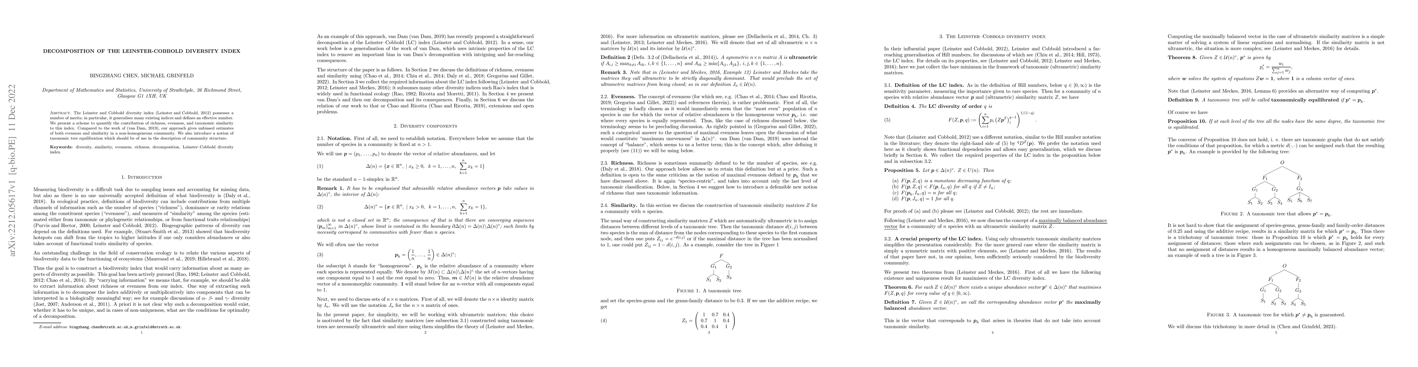 Thumbnail for Decomposition of the Leinster-Cobbold Diversity Index