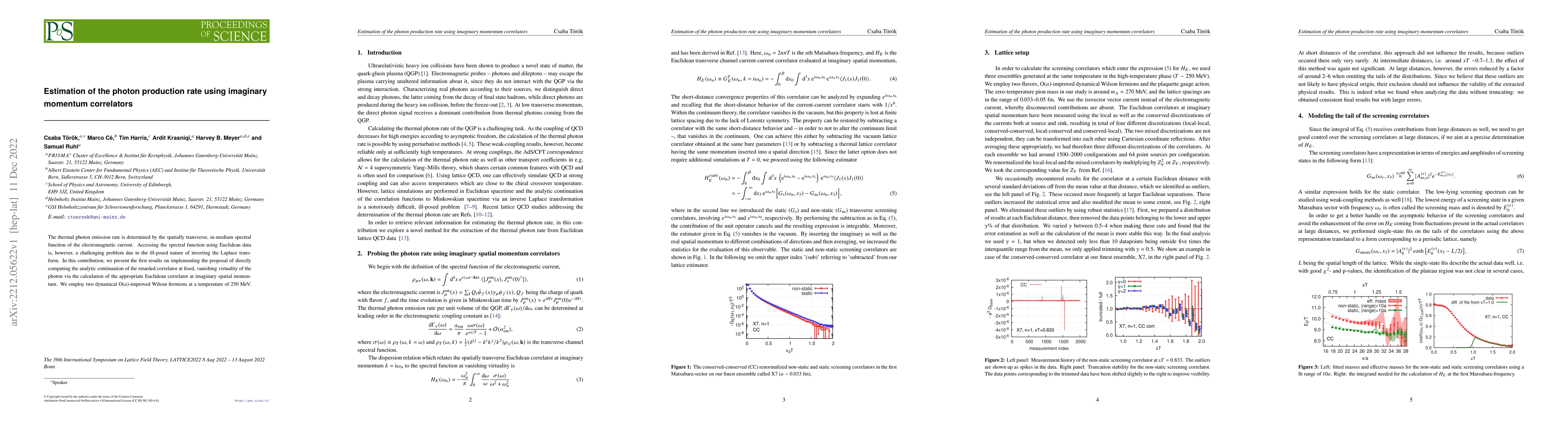 Thumbnail for Estimation of the photon production rate using imaginary momentum
  correlators