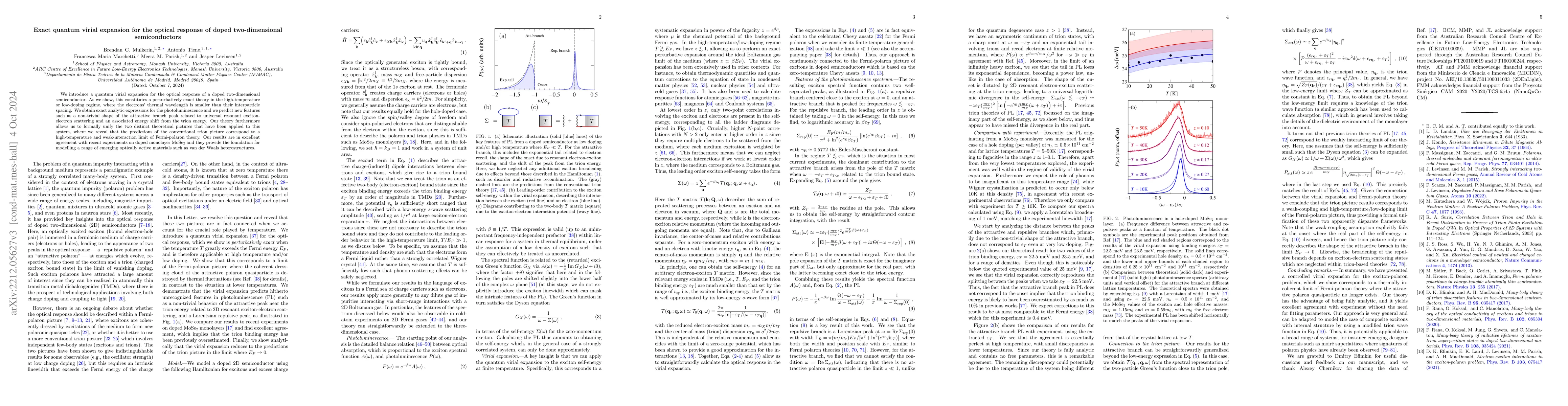 Thumbnail for Virial expansion for the optical response of doped two-dimensional
  semiconductors
