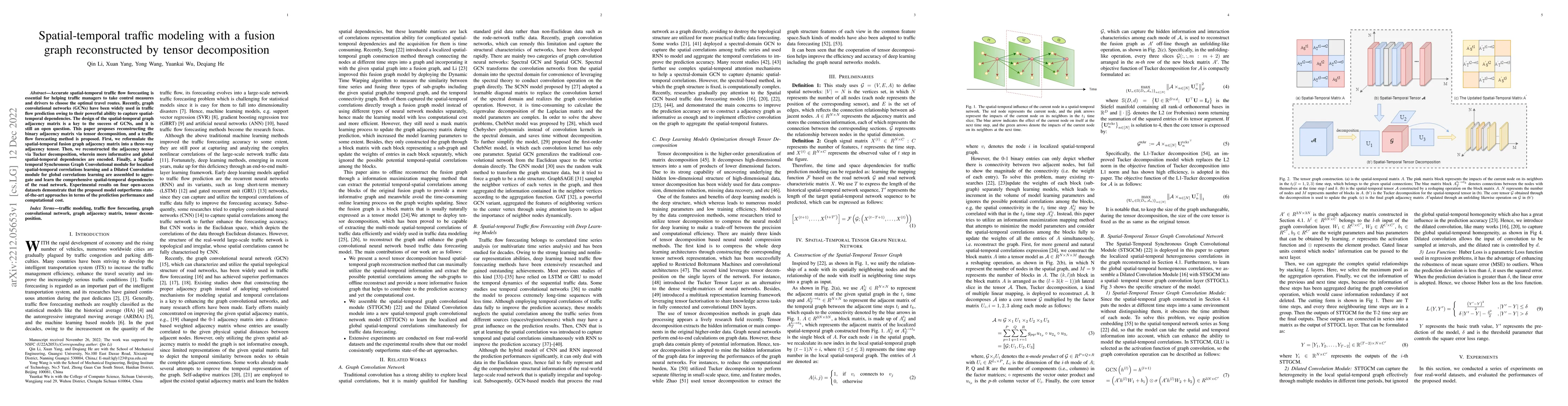 Thumbnail for Spatial-temporal traffic modeling with a fusion graph reconstructed by
  tensor decomposition