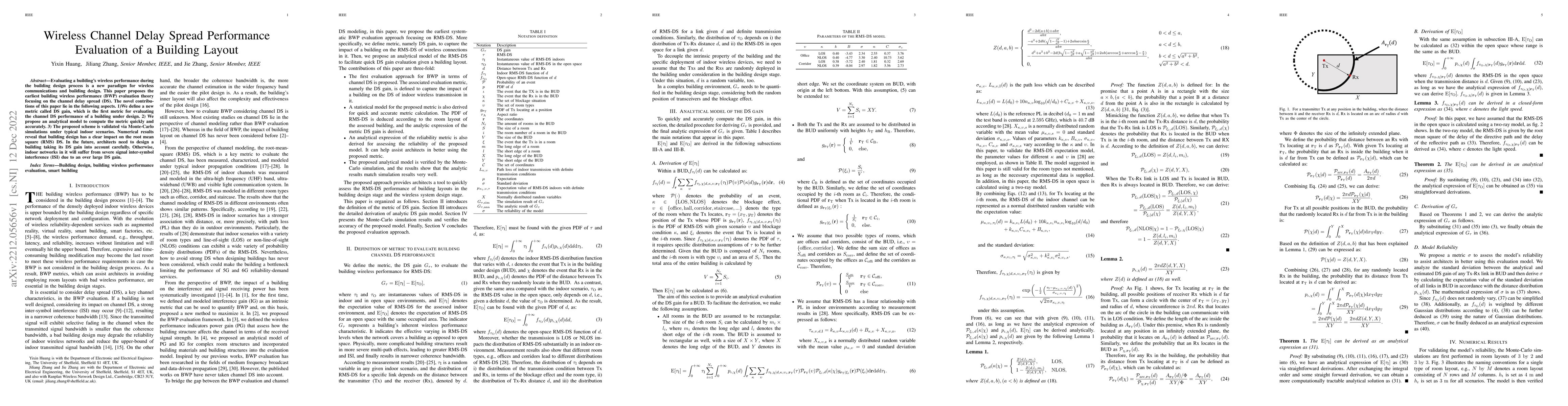 Thumbnail for Wireless Channel Delay Spread Performance Evaluation of a Building
  Layout