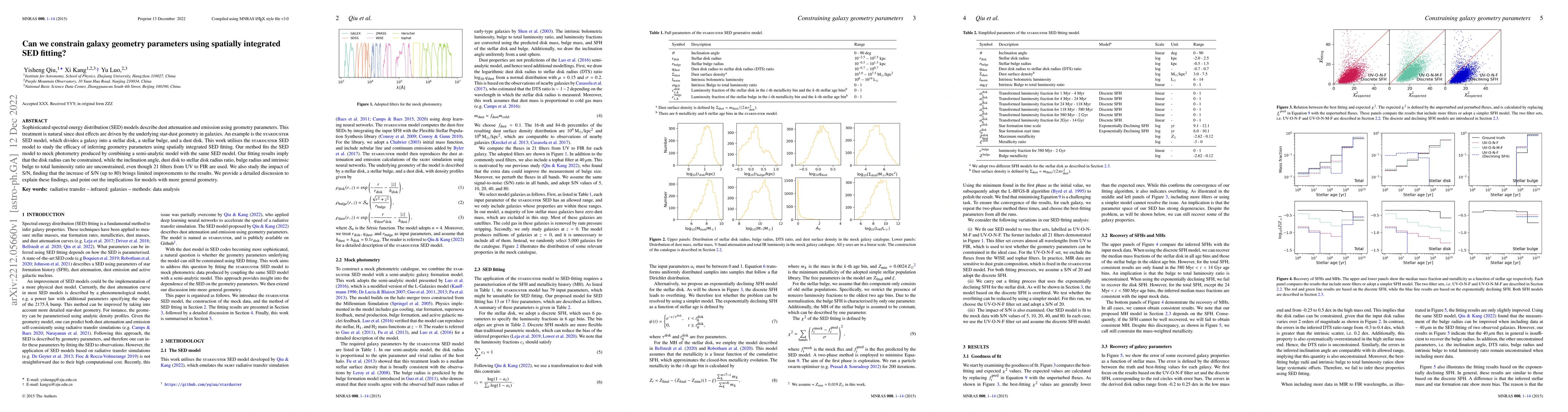 Thumbnail for Can we constrain galaxy geometry parameters using spatially integrated
  SED fitting?