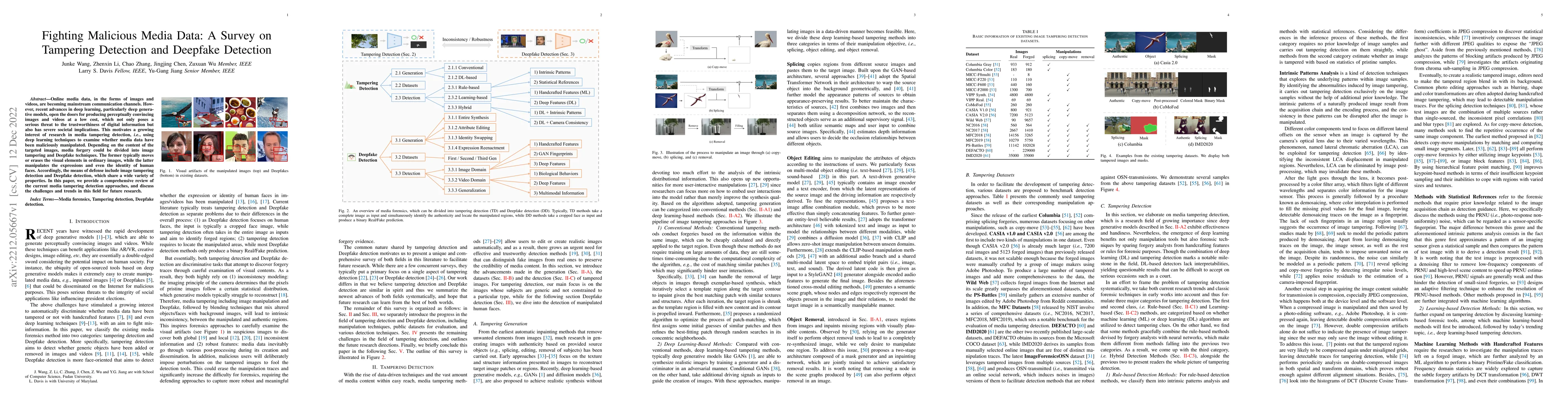 Thumbnail for Fighting Malicious Media Data: A Survey on Tampering Detection and
  Deepfake Detection