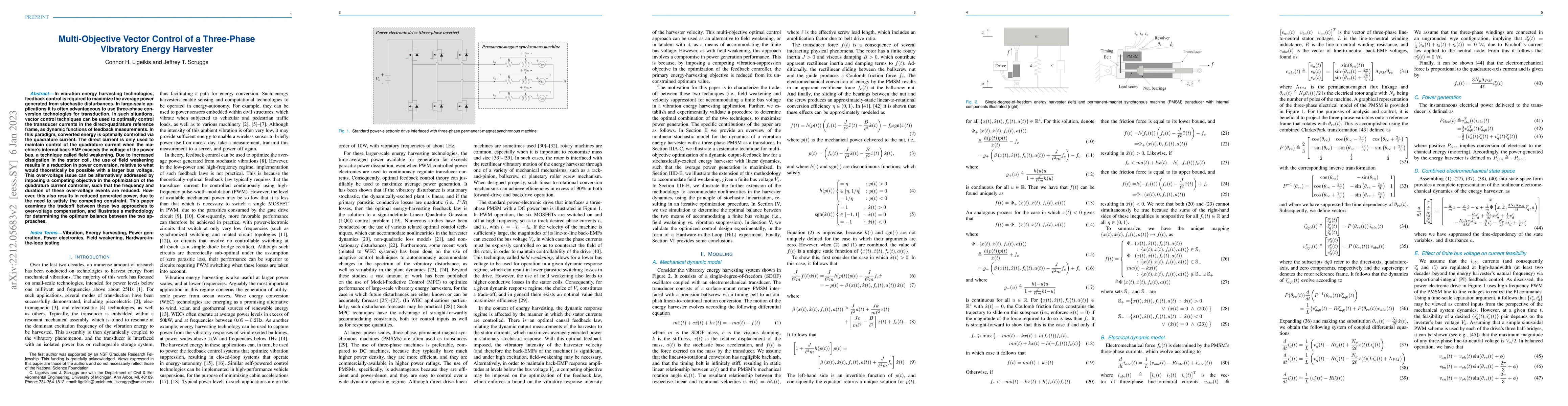 Thumbnail for Multi-Objective Vector Control of a Three-Phase Vibratory Energy
  Harvester
