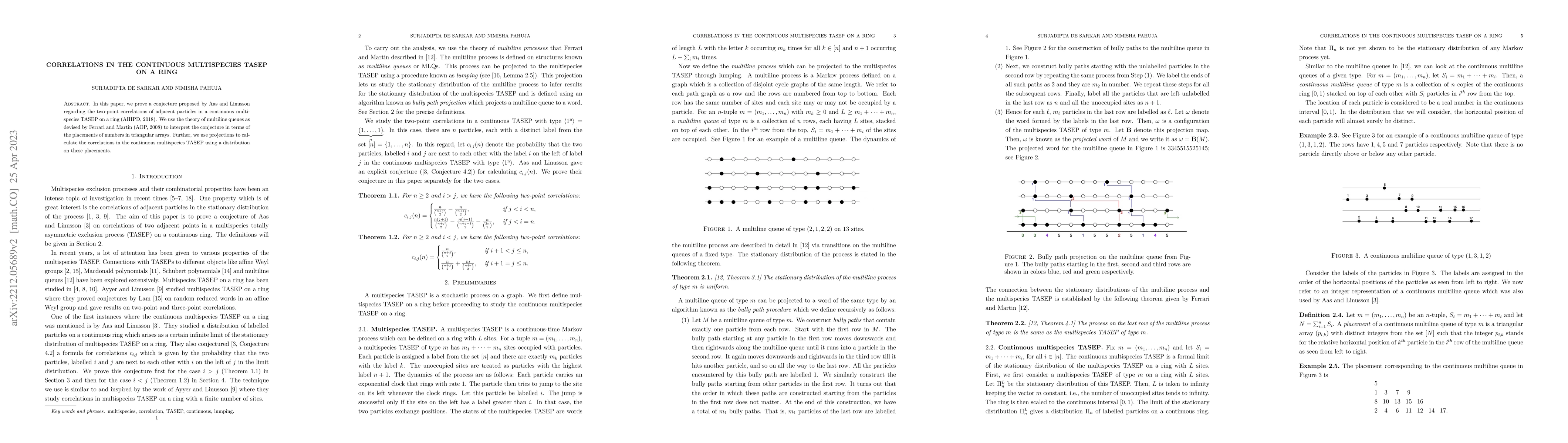 Thumbnail for Correlations in the continuous multispecies TASEP on a ring