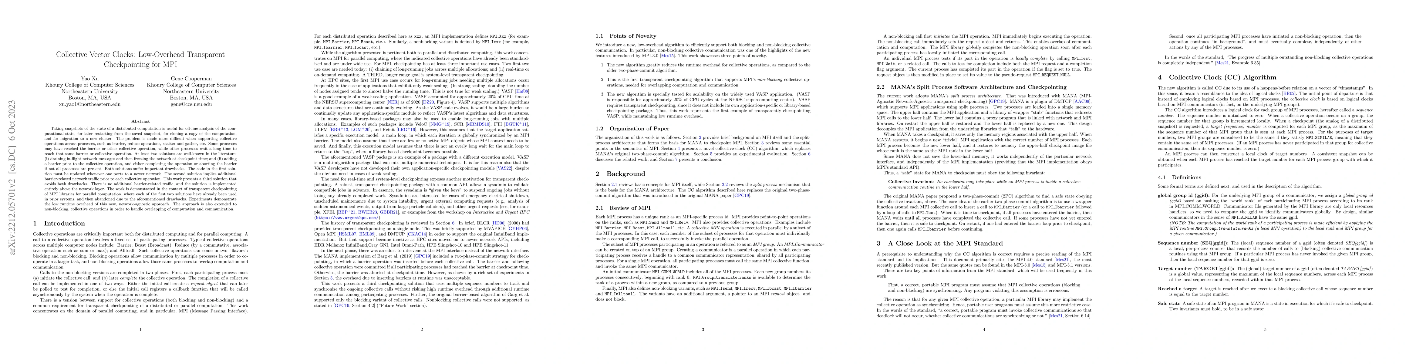 Thumbnail for Collective Vector Clocks: Low-Overhead Transparent Checkpointing for MPI