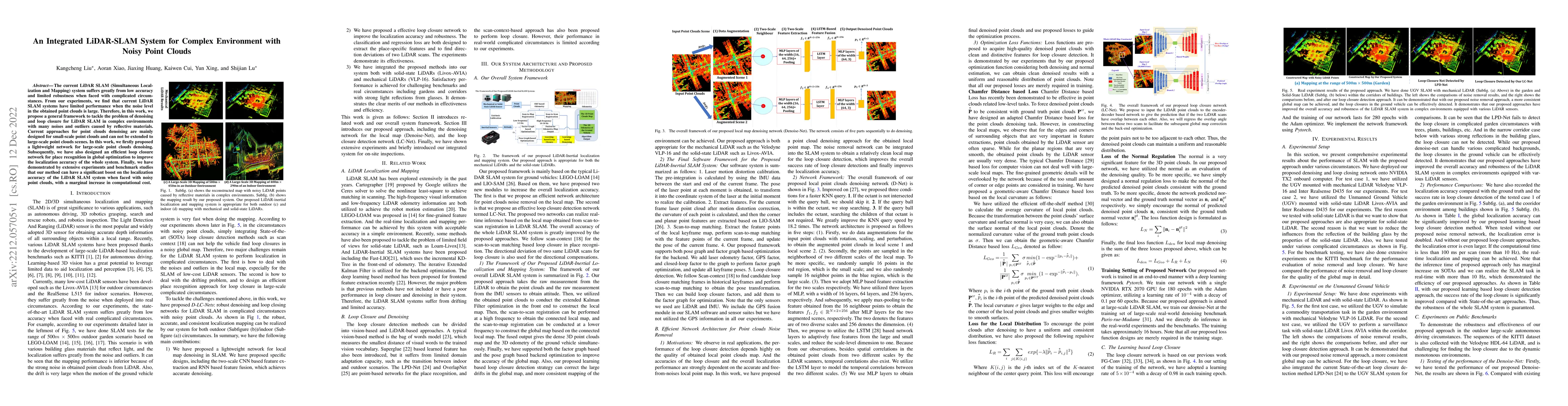 Thumbnail for An Integrated LiDAR-SLAM System for Complex Environment with Noisy Point
  Clouds