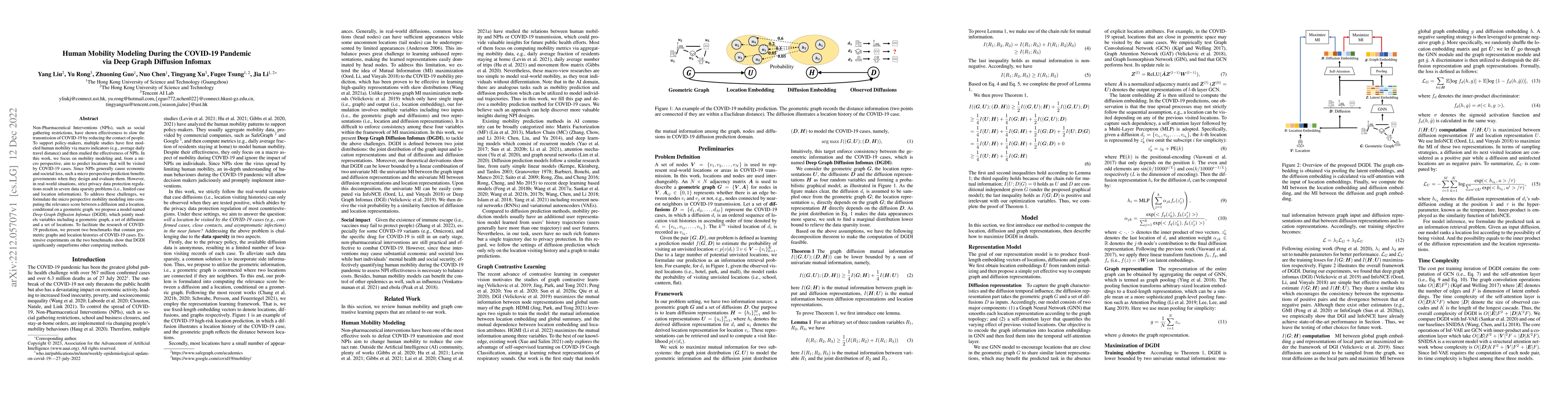 Thumbnail for Human Mobility Modeling During the COVID-19 Pandemic via Deep Graph
  Diffusion Infomax