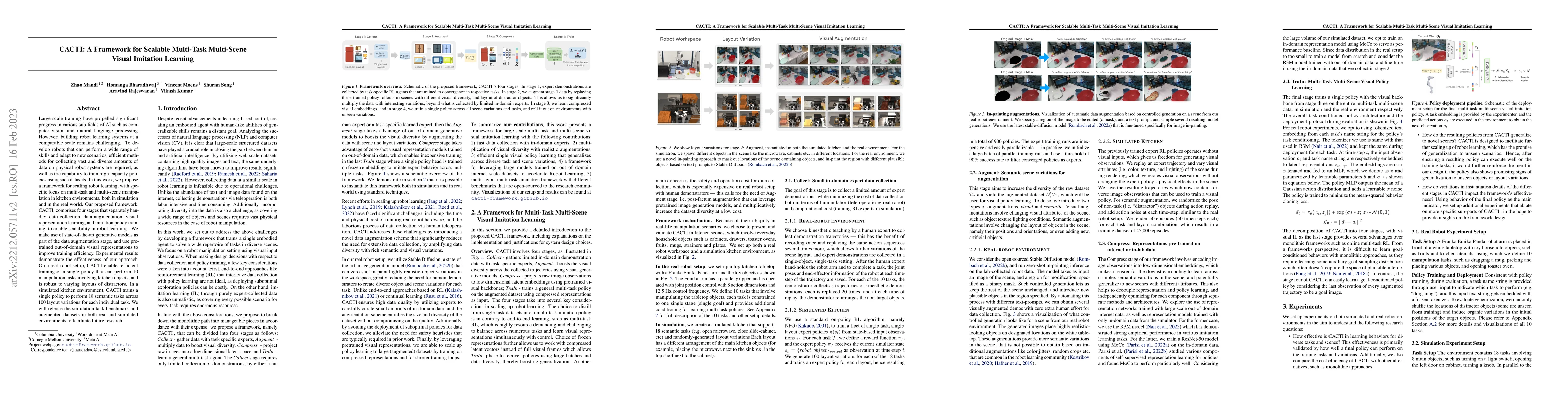 Thumbnail for CACTI: A Framework for Scalable Multi-Task Multi-Scene Visual Imitation
  Learning