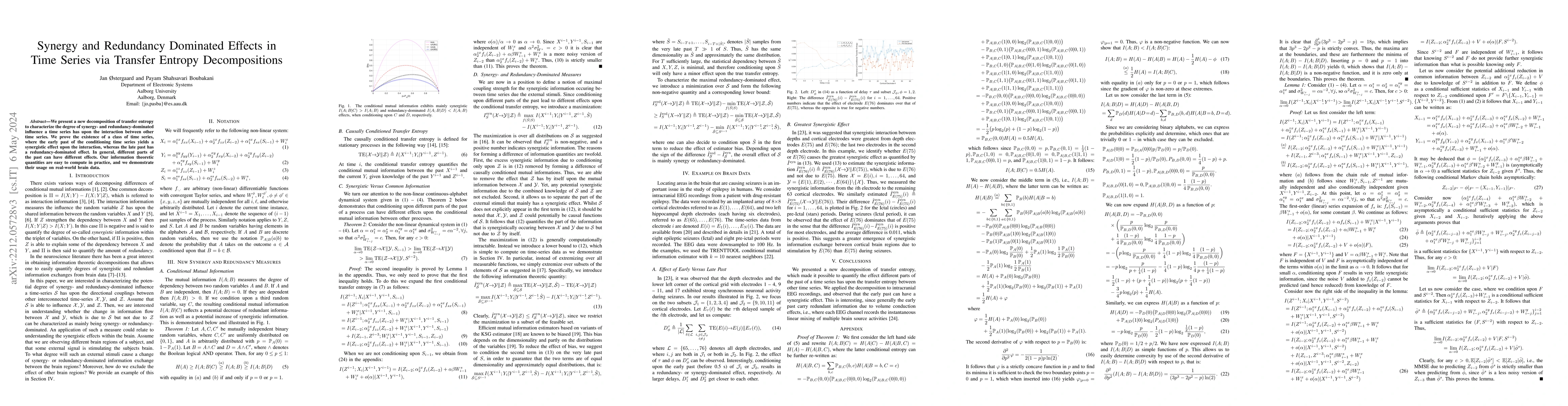 Thumbnail for Synergy and Redundancy Dominated Effects in Time Series via Transfer
  Entropy Decompositions