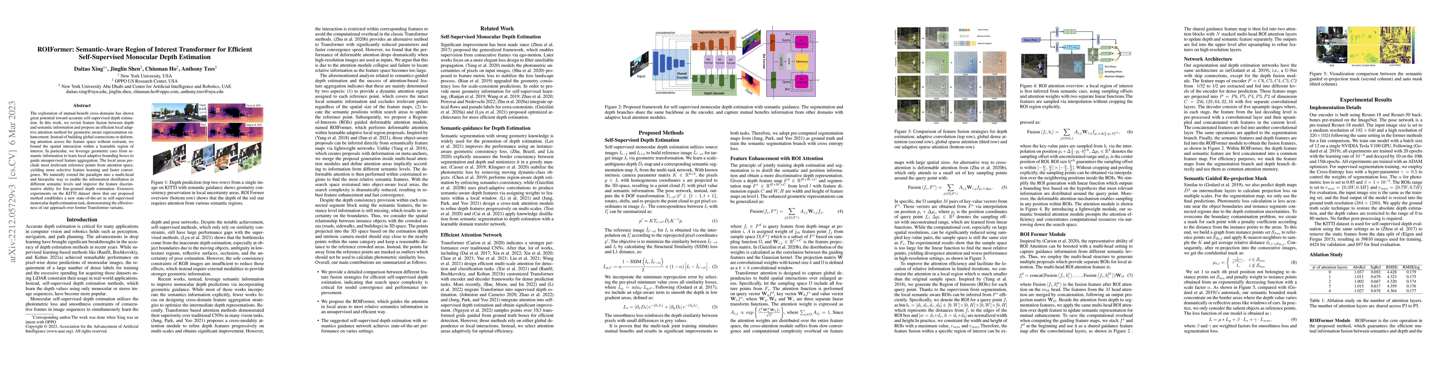 Thumbnail for ROIFormer: Semantic-Aware Region of Interest Transformer for Efficient
  Self-Supervised Monocular Depth Estimation