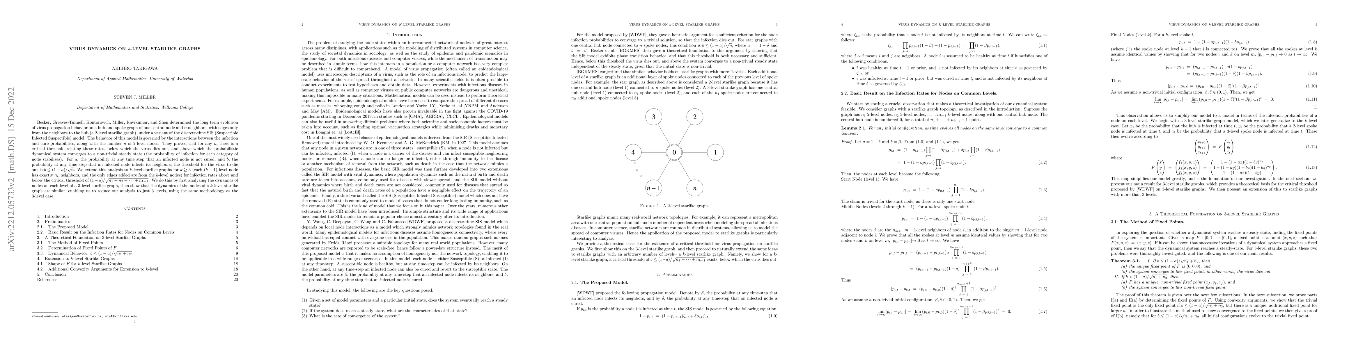Thumbnail for Virus Dynamics on $k$-Level Starlike Graphs
