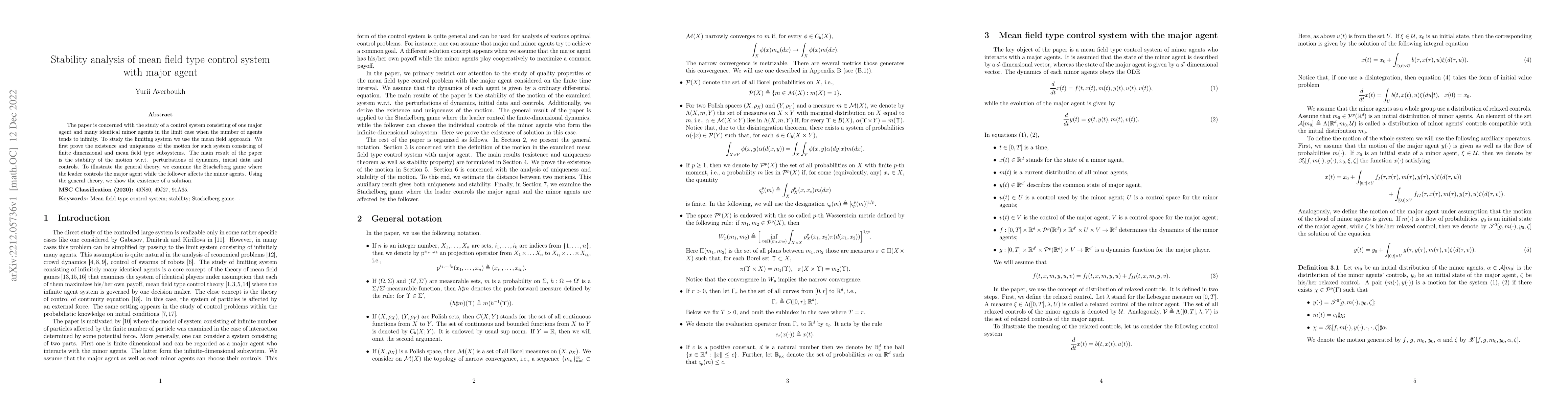 Thumbnail for Stability analysis of mean field type control system with major agent