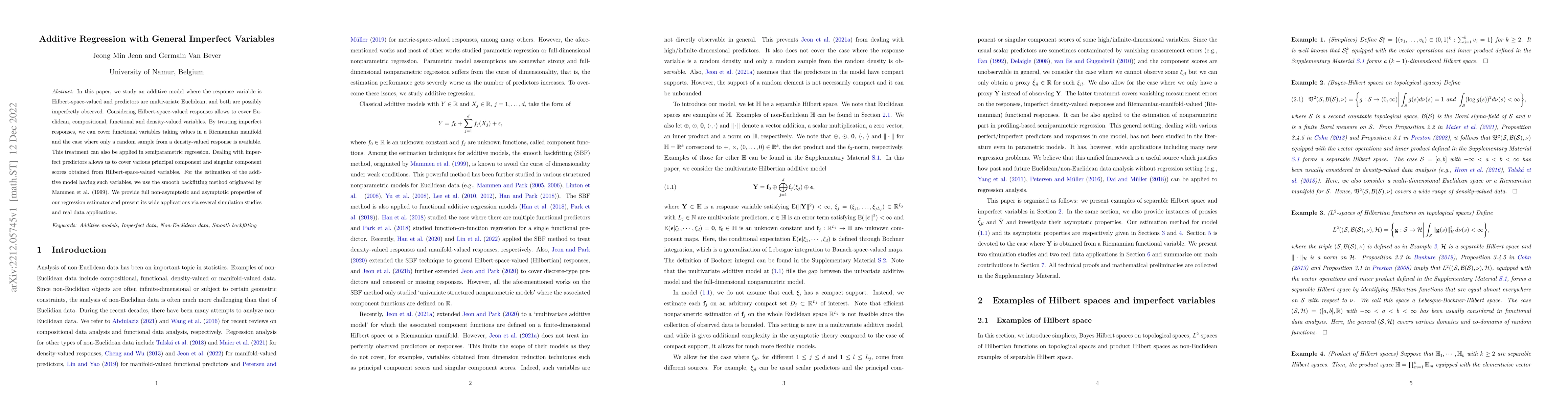 Thumbnail for Additive regression with general imperfect variables