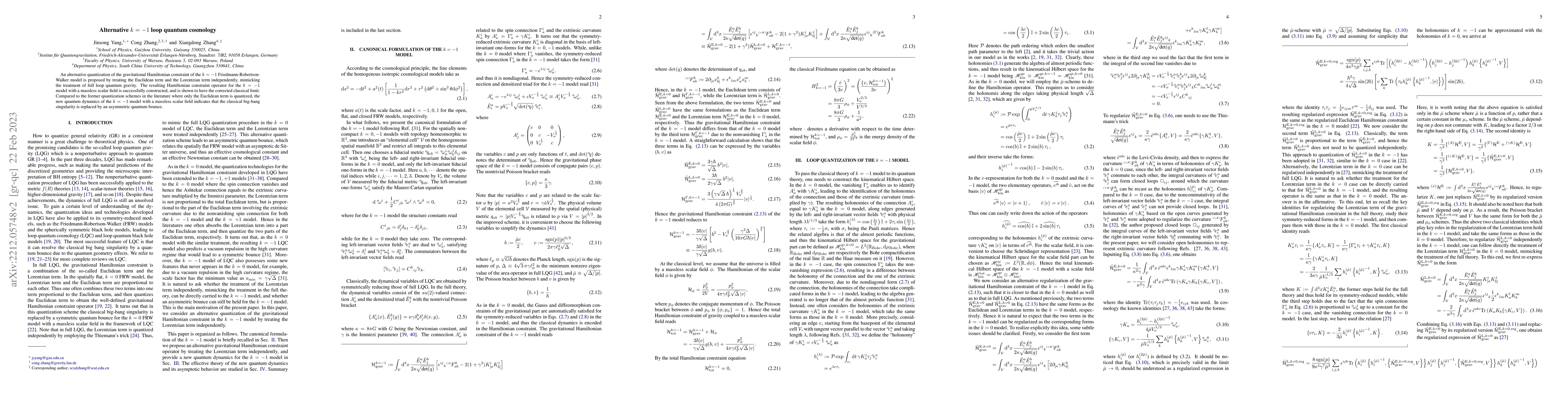 Thumbnail for Alternative $k=-1$ loop quantum cosmology