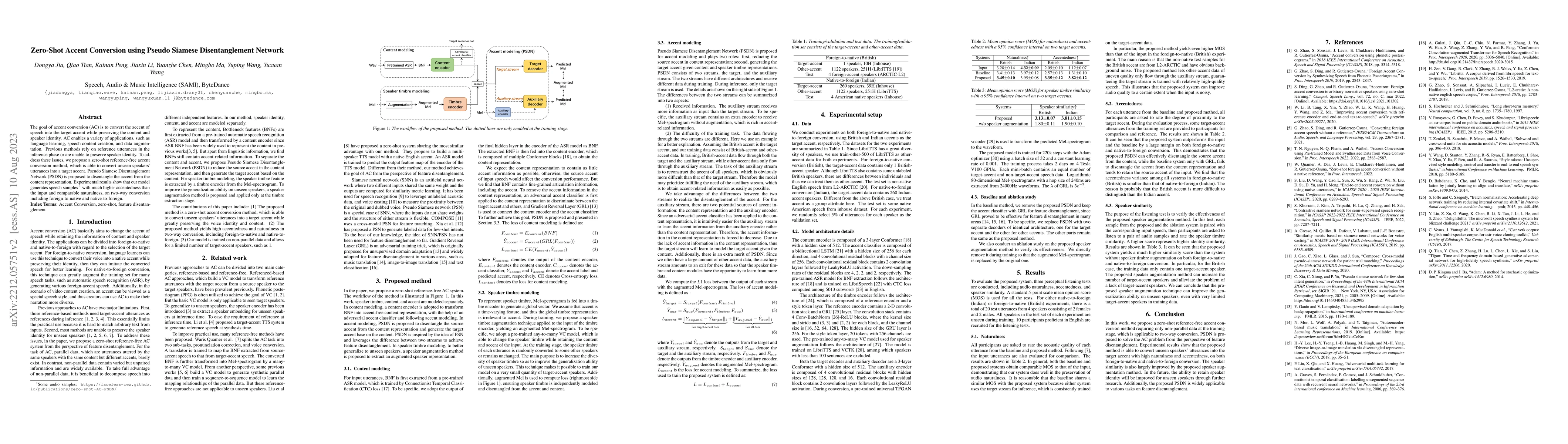 Thumbnail for Zero-Shot Accent Conversion using Pseudo Siamese Disentanglement Network