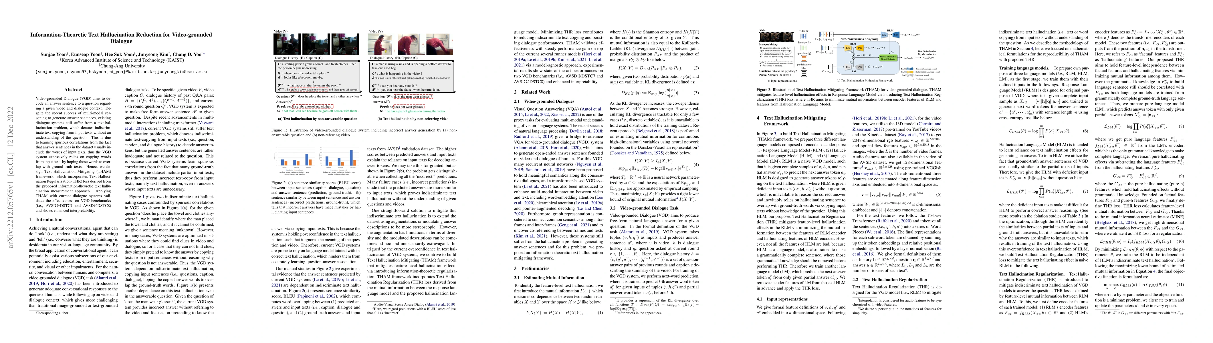 Thumbnail for Information-Theoretic Text Hallucination Reduction for Video-grounded
  Dialogue