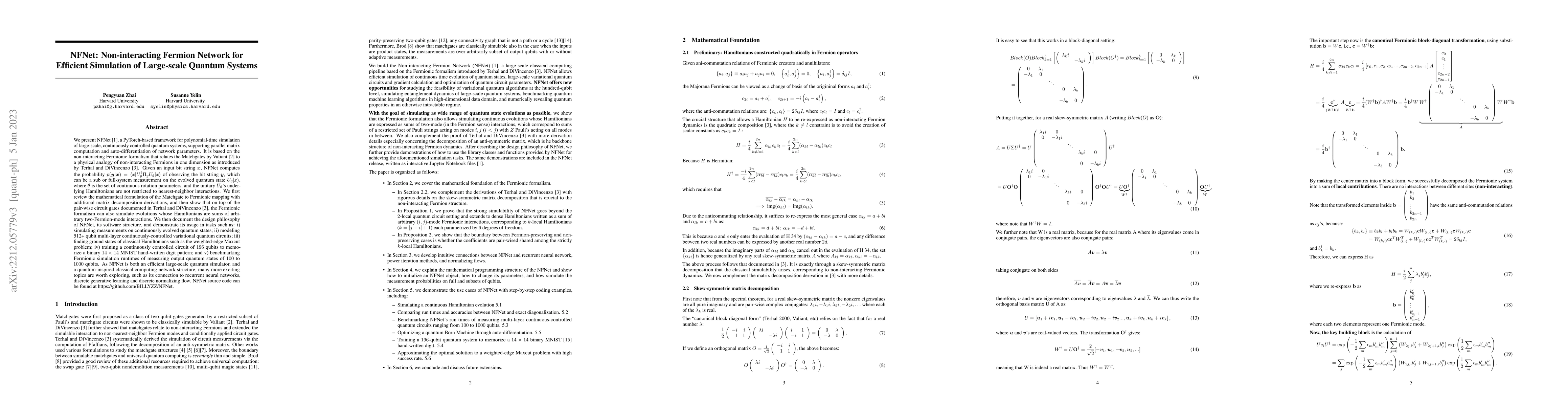 Thumbnail for NFNet: Non-interacting Fermion Network for Efficient Simulation of
  Large-scale Quantum Systems