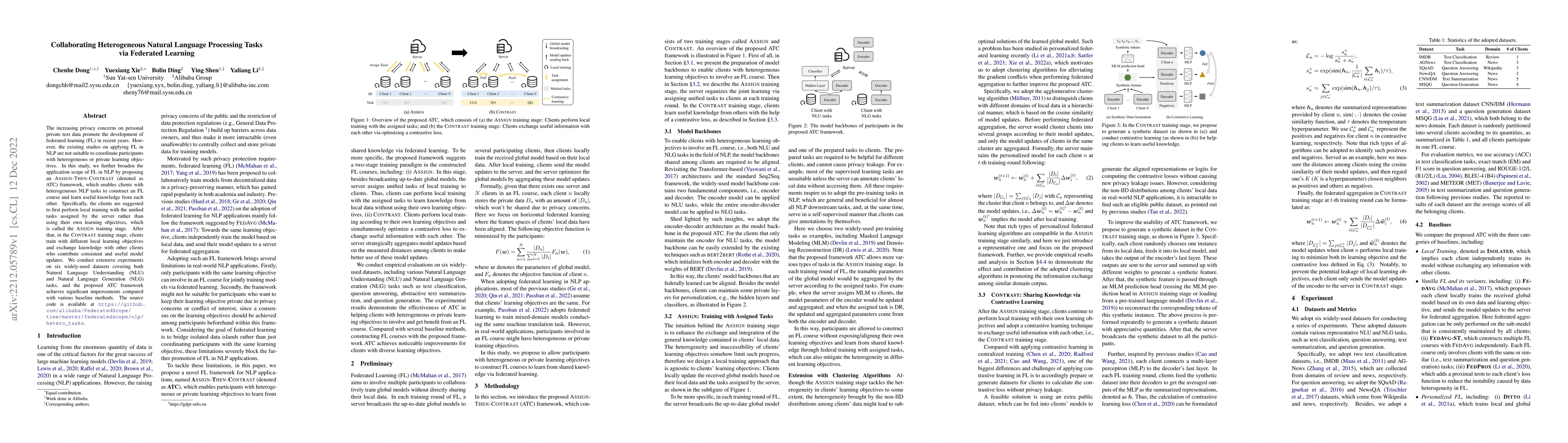 Thumbnail for Collaborating Heterogeneous Natural Language Processing Tasks via
  Federated Learning
