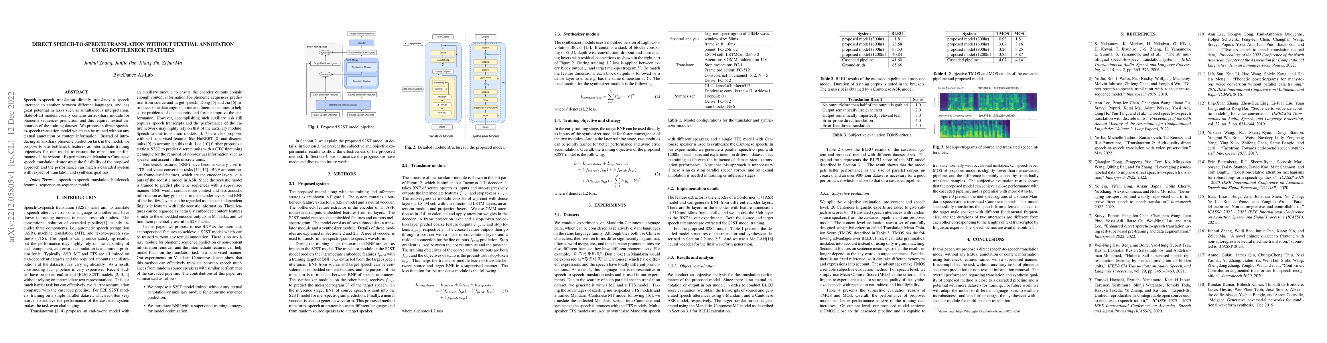 Thumbnail for Direct Speech-to-speech Translation without Textual Annotation using
  Bottleneck Features