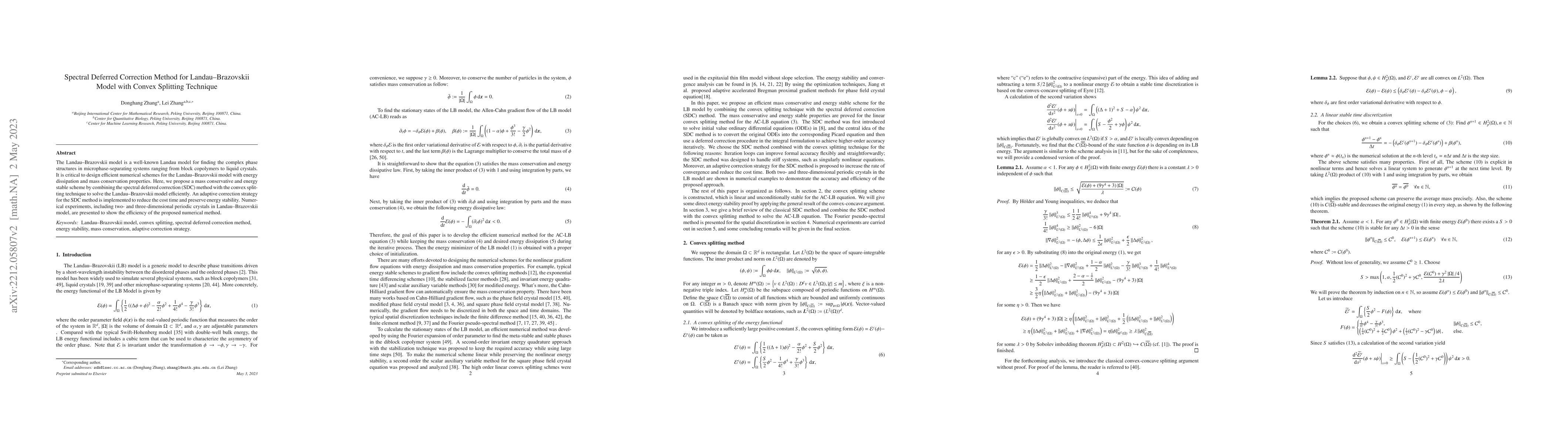 Thumbnail for Spectral Deferred Correction Method for Landau-Brazovskii Model with
  Convex Splitting Technique