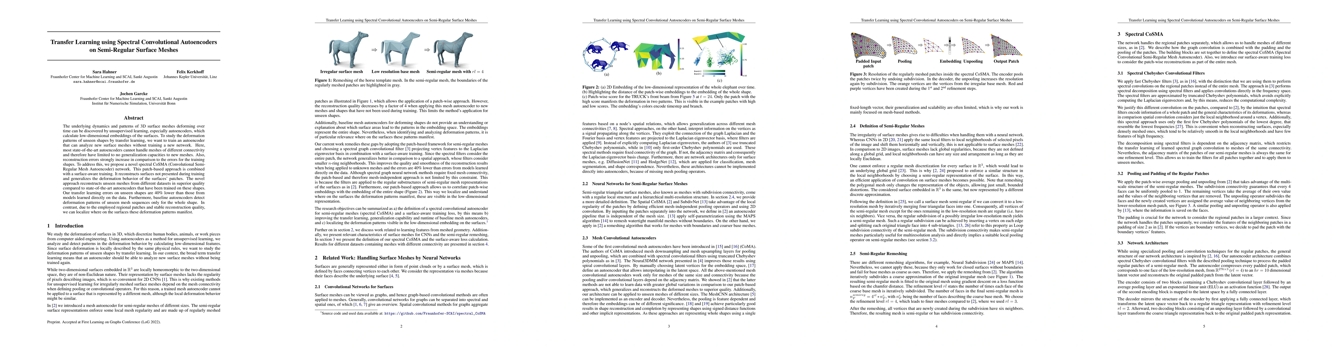Thumbnail for Transfer Learning using Spectral Convolutional Autoencoders on
  Semi-Regular Surface Meshes