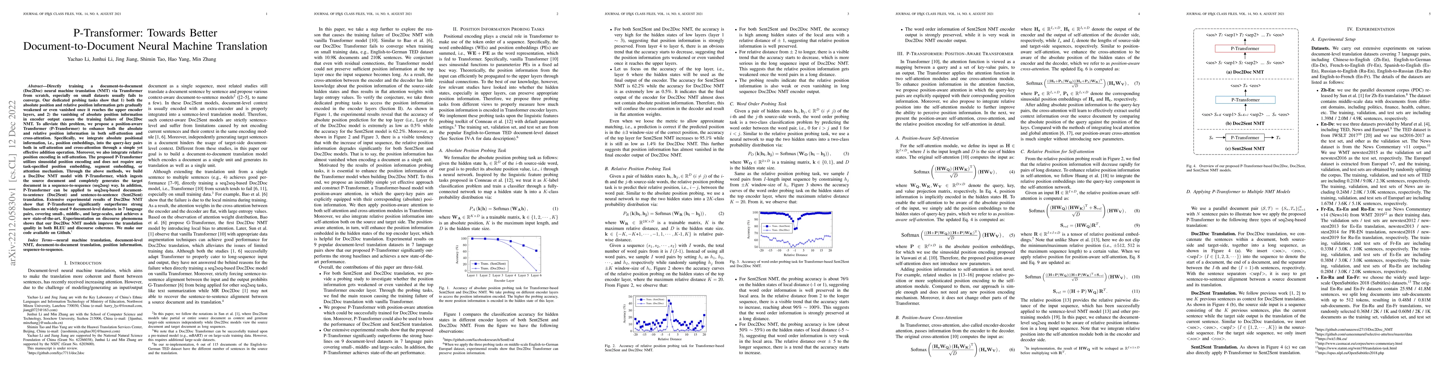 Thumbnail for P-Transformer: Towards Better Document-to-Document Neural Machine
  Translation