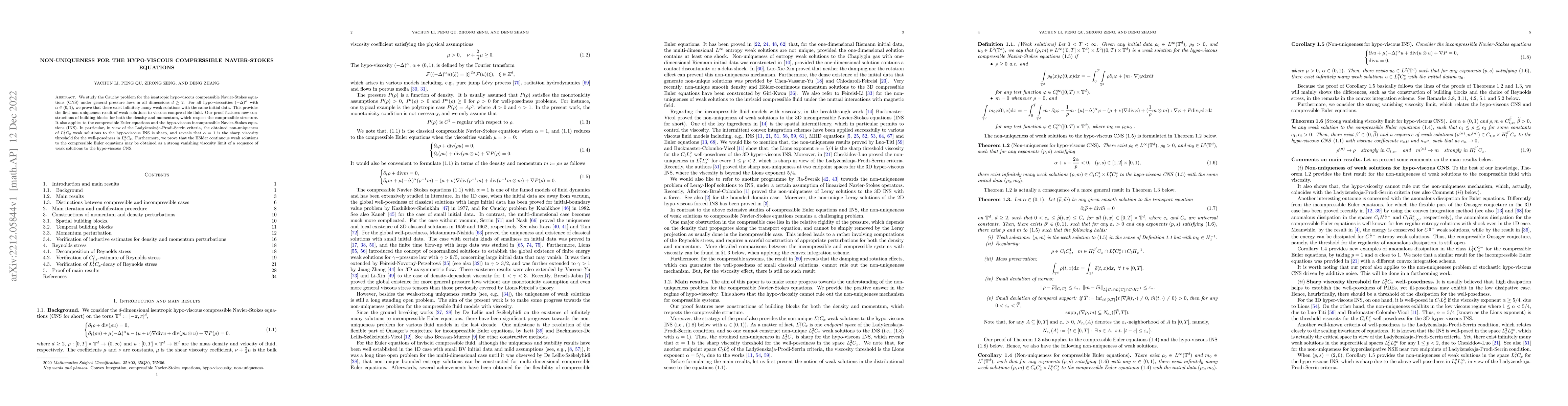 Thumbnail for Non-uniqueness for the hypo-viscous compressible Navier-Stokes equations