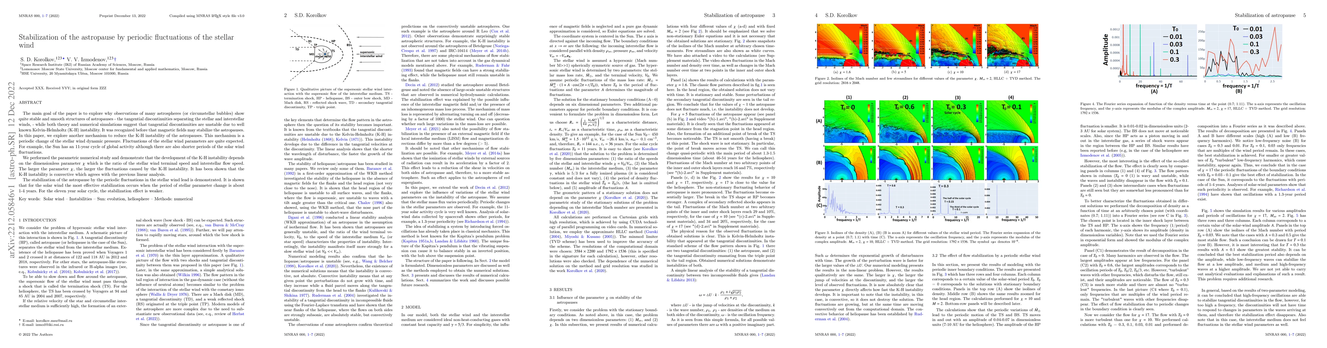 Thumbnail for Stabilization of the astropause by periodic fluctuations of the stellar
  wind
