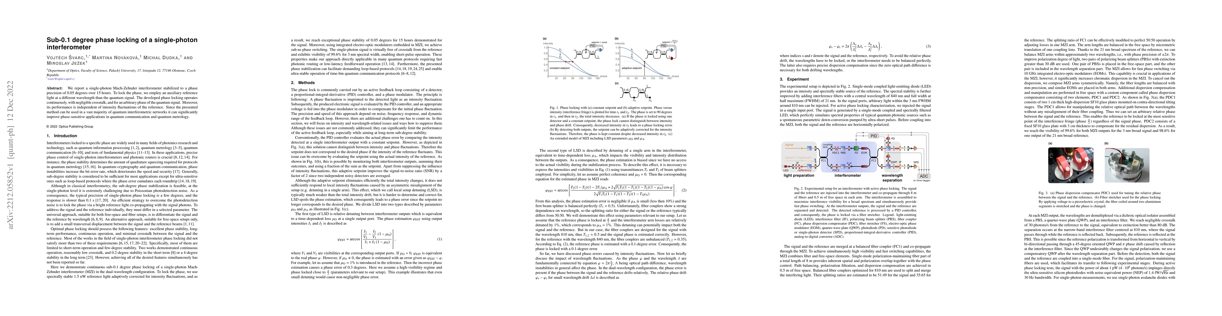 Thumbnail for Sub-0.1 degree phase locking of a single-photon interferometer